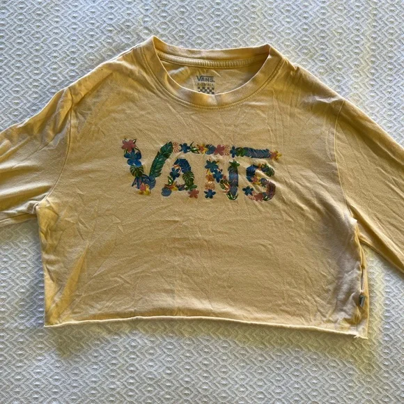 Vans Tops Yellow Vans Long Sleeved Cropped Shirt Poshmark
